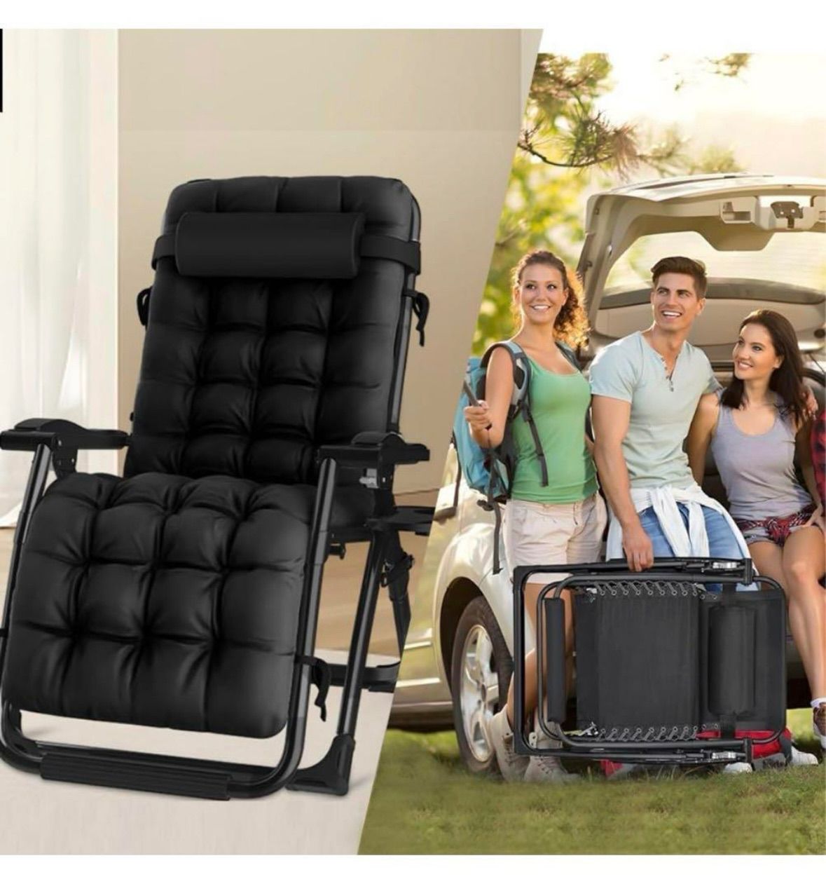 リクライニングチェア 折りたたみ 組立不要 耐荷重160kg パールコットン有り