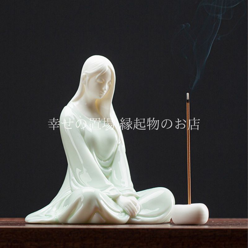 線香立て 香立て 仏像風 美人像 線香 風水 置物 香炉 お香 インテリア 風水置物 開運 縁起物 スピリチュアル 浄化 瞑想 ヨガ 癒し雑貨 リラックス 室内用 アロマ置き 骨董調 おしゃれ 白 ホワイト 開運グッズ 運勢アップ NEXPOTALLINN_EU