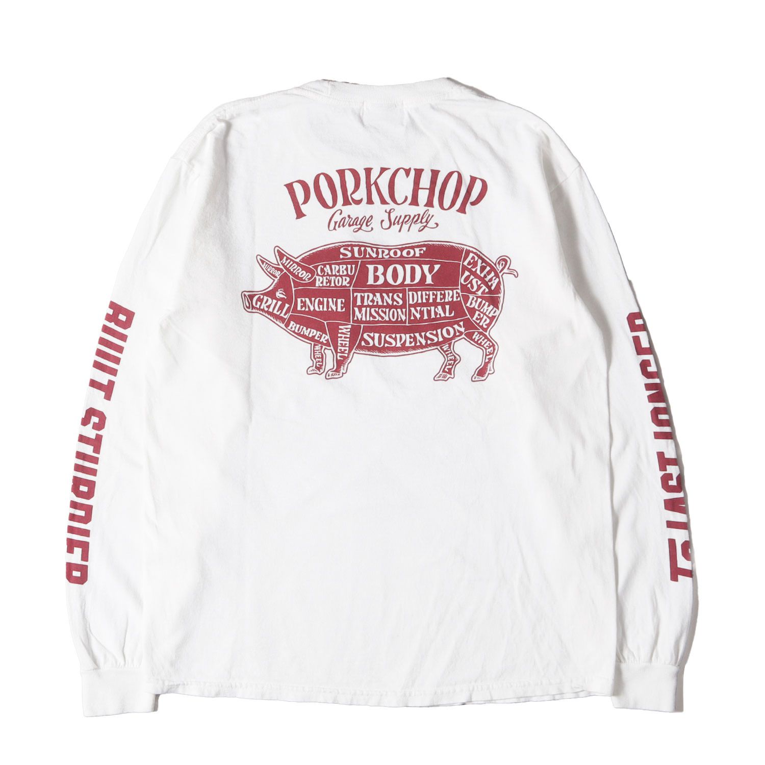 PORKCHOP GARAGE SUPPLY ポークチョップガレージサプライ Tシャツ サイズ:M ポークグラフィック ロングスリーブ Tシャツ ホワイト 白 トップス カットソー 長袖【メンズ】