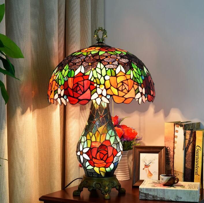 アンティーク ステンドグラス 葡萄文 卓上ランプ テーブルスタンド