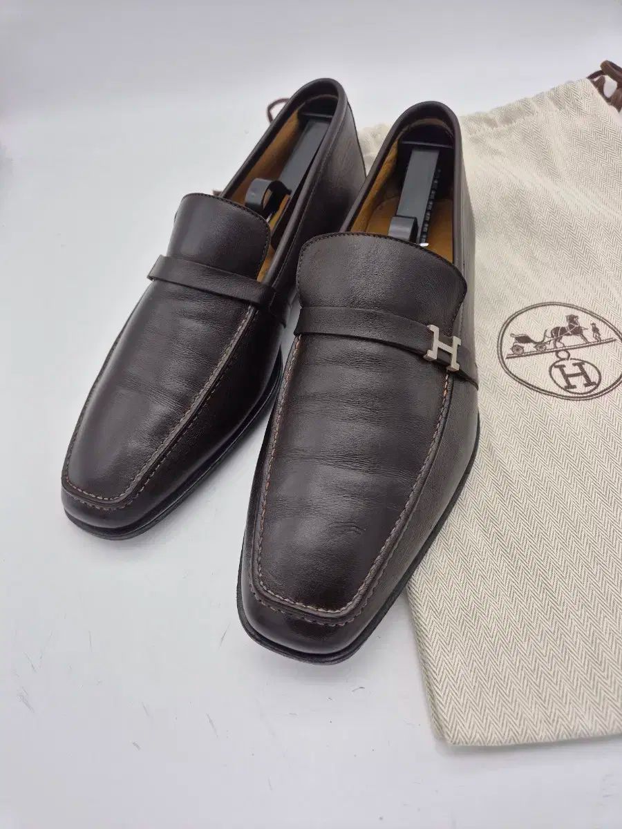 HERMES エルメス メンズ ブラウン ローファー 270 サイズ