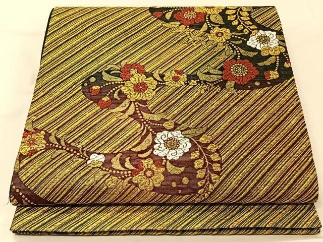 平和屋着物●西陣　川島織物　六通柄　本袋帯　遠山文　金糸　正絹　逸品　CAAR7759hy 平和屋着物○西陣 川島織物 六通柄 本袋帯 遠山文 金糸 正絹