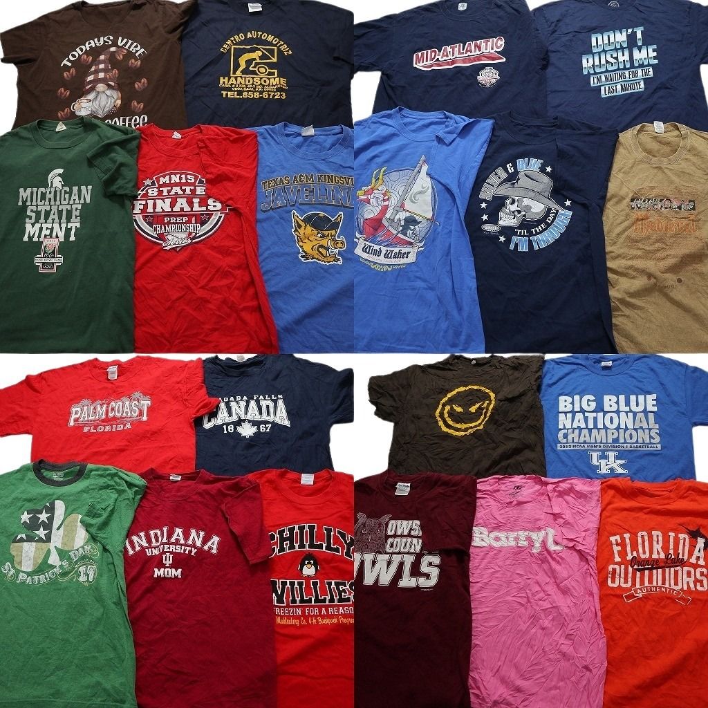 古着卸 mix プリント 半袖Tシャツ 20枚セット メンズ L チームロゴ カレッジ風 スカル柄 古着 NA0080