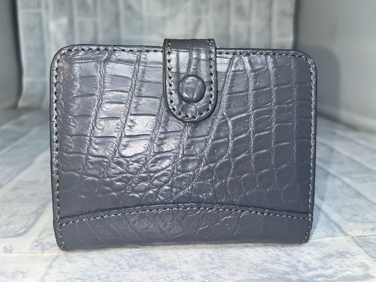 GUODI】 コンパクト 二つ折り 財布 クロコダイル 本革 レディース