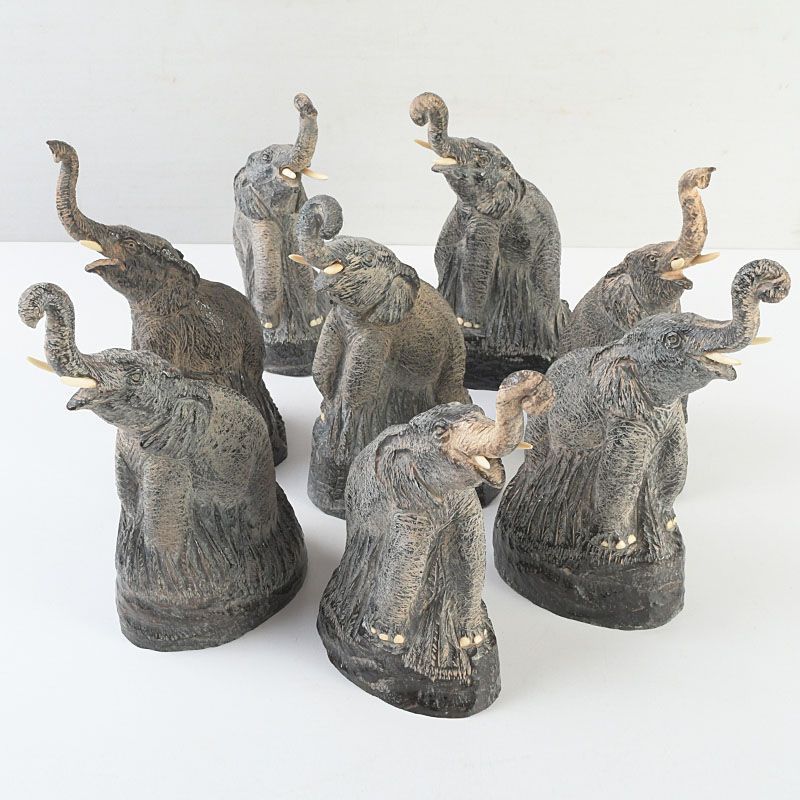 中国 水牛の角彫刻 象 置物 8点まとめて Z S30