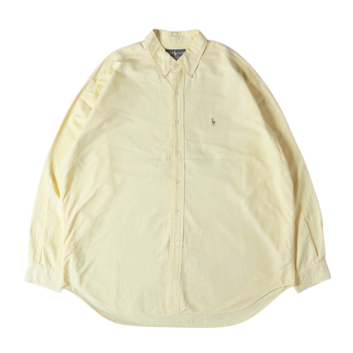 RALPH LAUREN ラルフローレン シャツ サイズ:XL 90s ワンポイント刺繍 ボタンダウン 長袖 シャツ BLAKE B.D 90年代 オールドラルフローレン ビッグサイズ イエロー トップス カジュアルシャツ アメカ