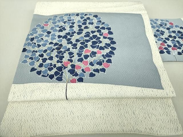 平和屋着物●鎌倉友禅　坂井教人　日本工芸会正会員　九寸名古屋帯　草木文　金銀彩　正絹　逸品　DAAU5333ps 平和屋着物○鎌倉友禅 坂井教人 日本工芸会正会員 九寸名古屋帯 草木文