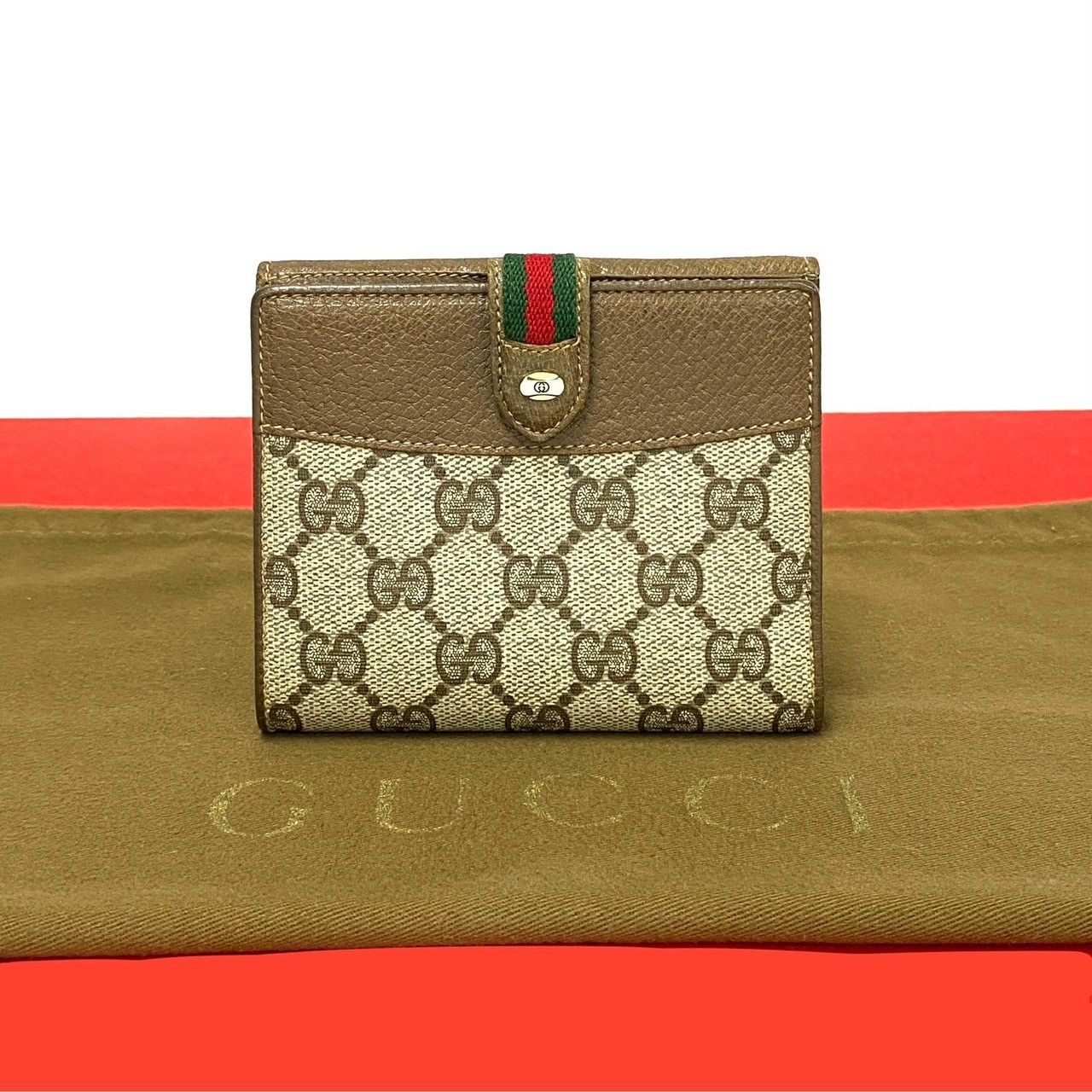 ほぼ未使用 GUCCI グッチ オールグッチ シェリーライン GG ロゴ 金具 