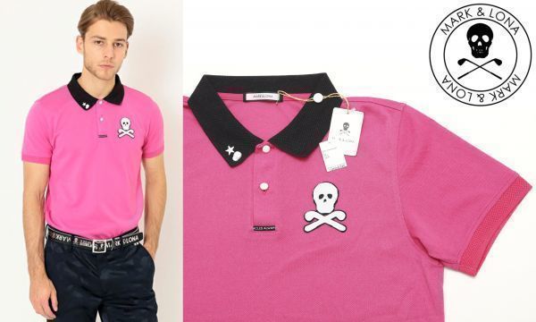 MARK&LONAマーク＆ロナ スカルロゴドーミースタッドポロシャツ M ピンク - メルカリShops