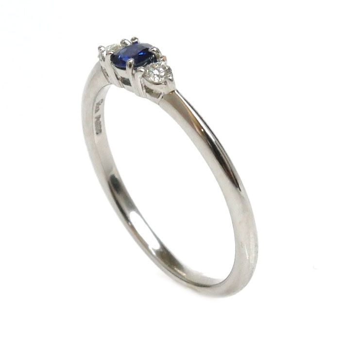STAR Jewelry スタージュエリー Pt950プラチナ サファイア ダイヤ リング・指輪 サファイア ダイヤモンド0.05ct 8号 2.1g レディース 中古 美品