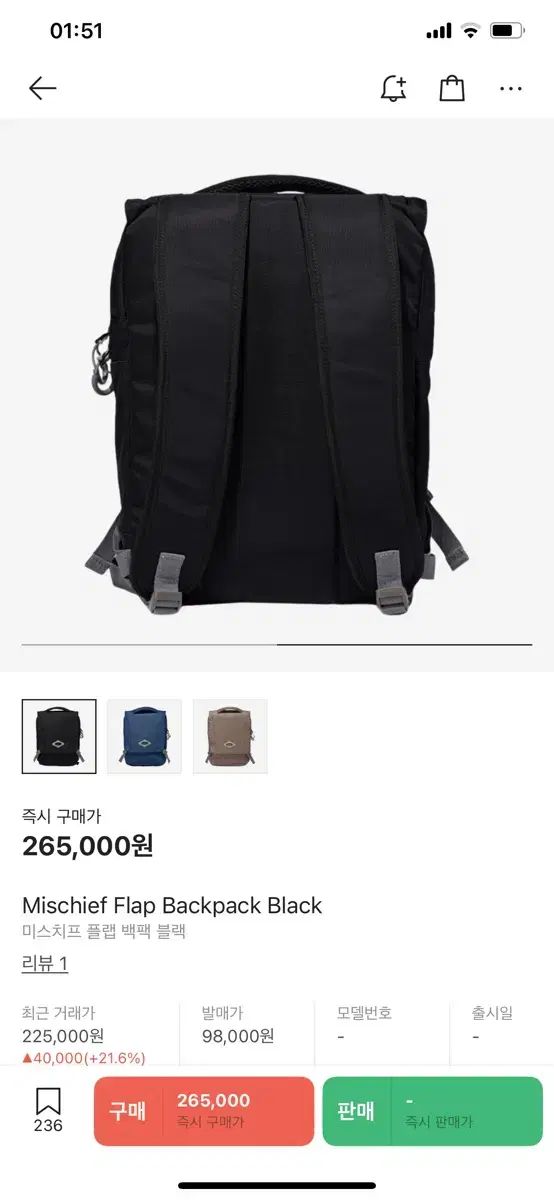 大人カジュアル ミスチーフ フラップ バックパック ブラック