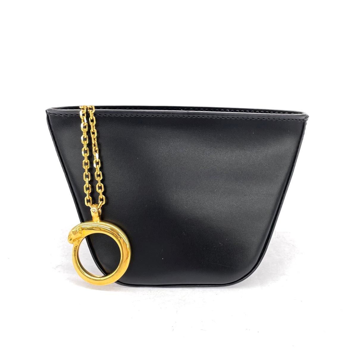 美品 Cartier カルティエ パンサー ポーチ ブラック レザー 美品 Cartier カルティエ パンサー ポーチ ブラック レザー