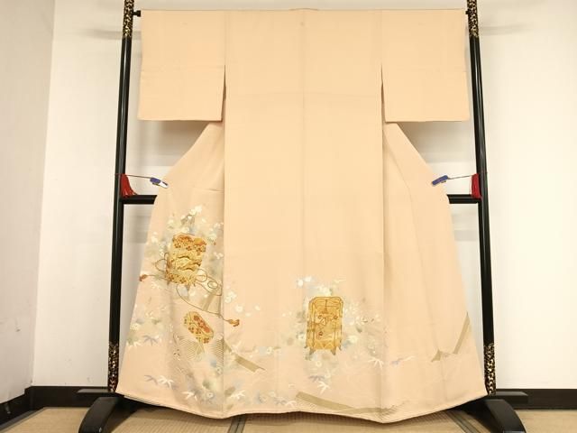 平和屋着物●創業460年 千總 色留袖 駒刺繍 貝桶吉祥文 金糸 金彩 伊勢丹扱い 正絹 AABB1283np