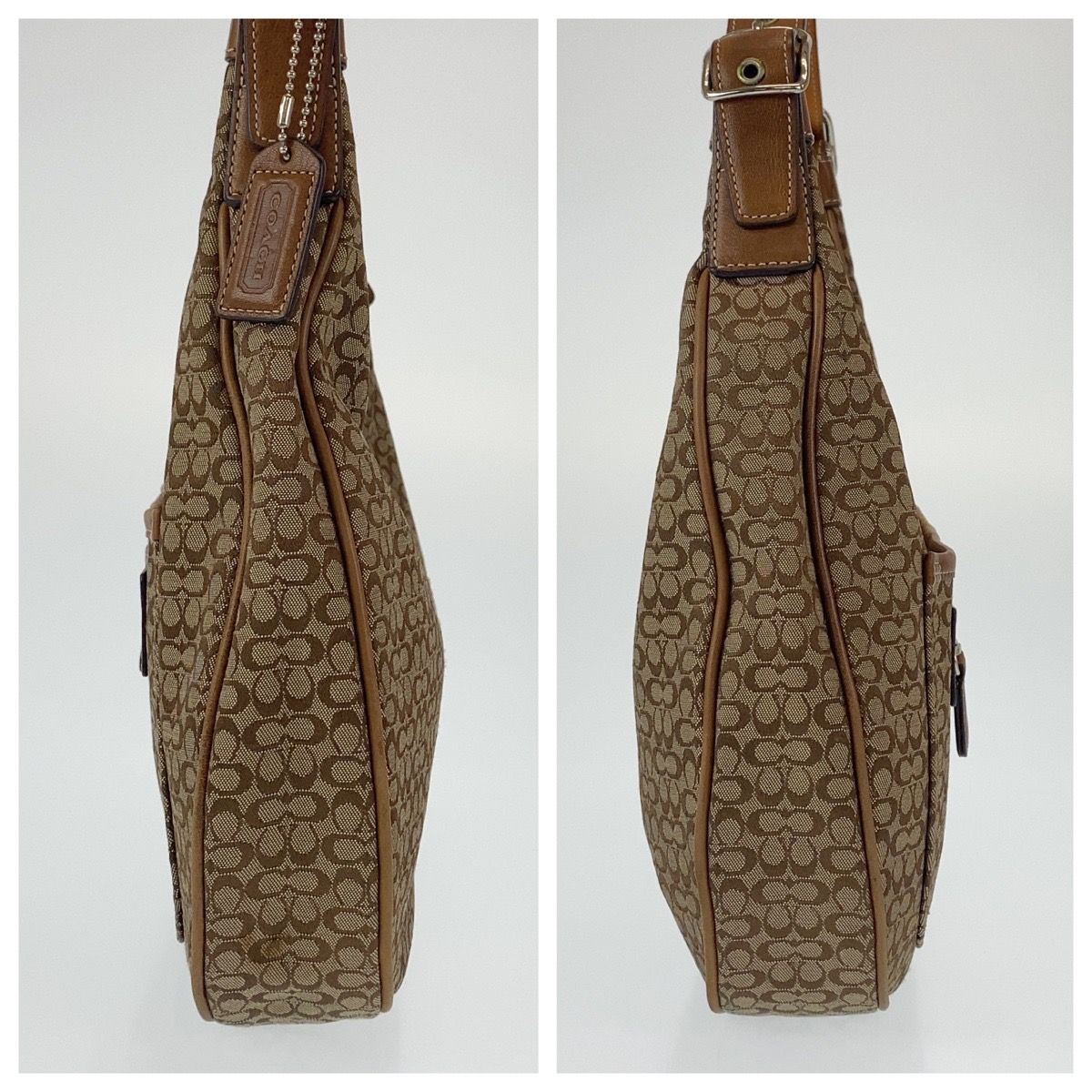 COACHコーチ ハンドバッグ シグネチャー レザー ブラウン 肩掛け A4可 COACH コーチ シグネチャー ブラウン ベージュ レザー /キャンバス