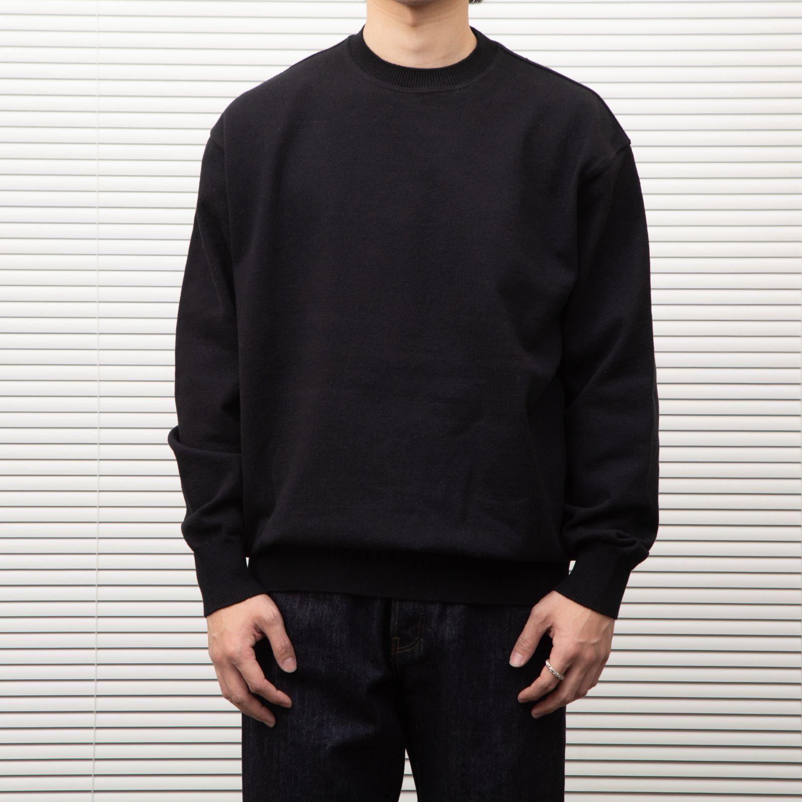 Yonetomi WAVE COTTON KNIT PULLOVER BLACK Yonetomi - Wave Cotton