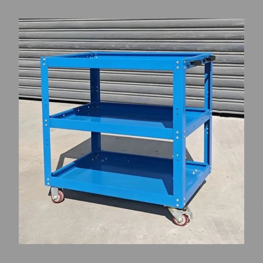 三層青色製品車の検査車の厚みを増した職場のカート高修理カート工具車