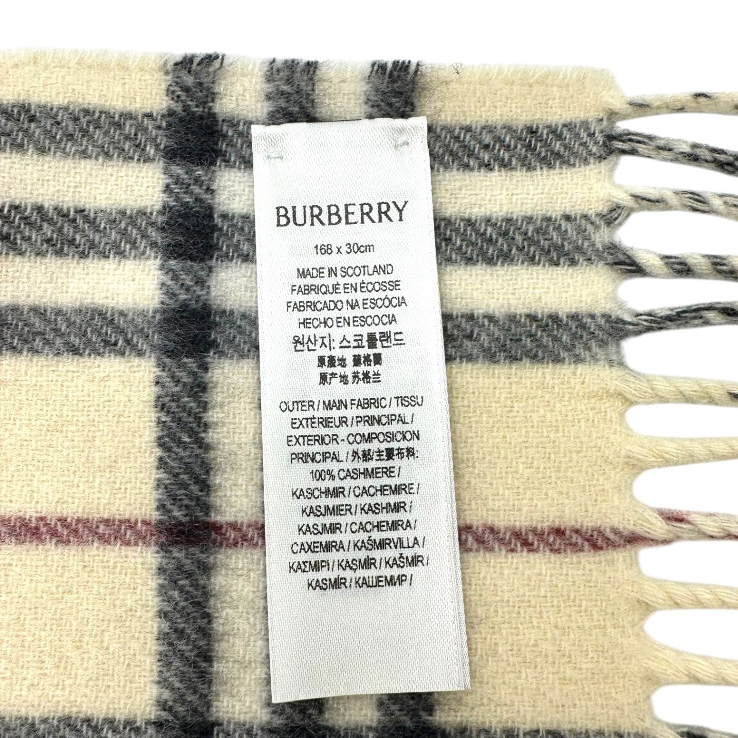 BURBERRY カシミヤマフラー 168×30cm BURBERRY 100%カシミヤ ノバ
