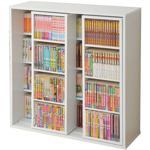 在庫セール CRSS-9090 WH ホワイト 高さ92 マンガ収納スライド本棚 幅90 山善 YAMAZEN