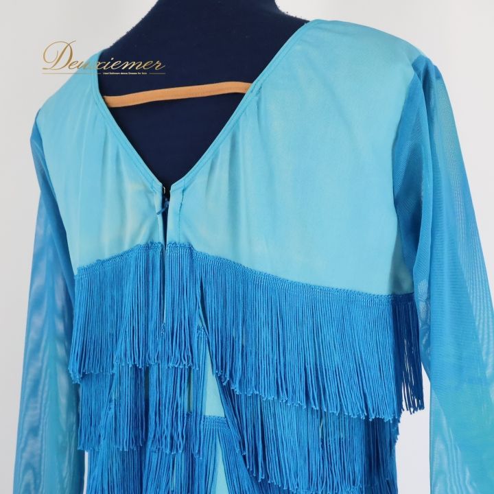【美品 日本製 社交ダンス衣装】ブルー Chacott ブラウス トップス 青 ダンス 衣装 チャコット Chacott トップス ブラウス パンツ