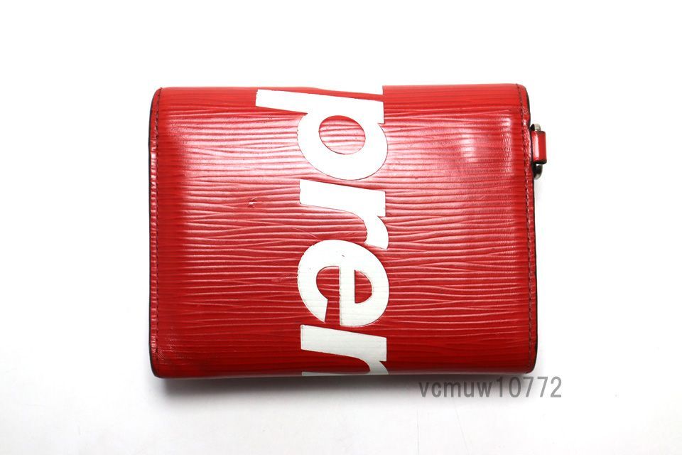 Supremeコラボ近年 美 LOUIS VUITTON エピ チェーンウォレット レザー 3つ折り財布 ルイヴィトン 1009 gx 27140