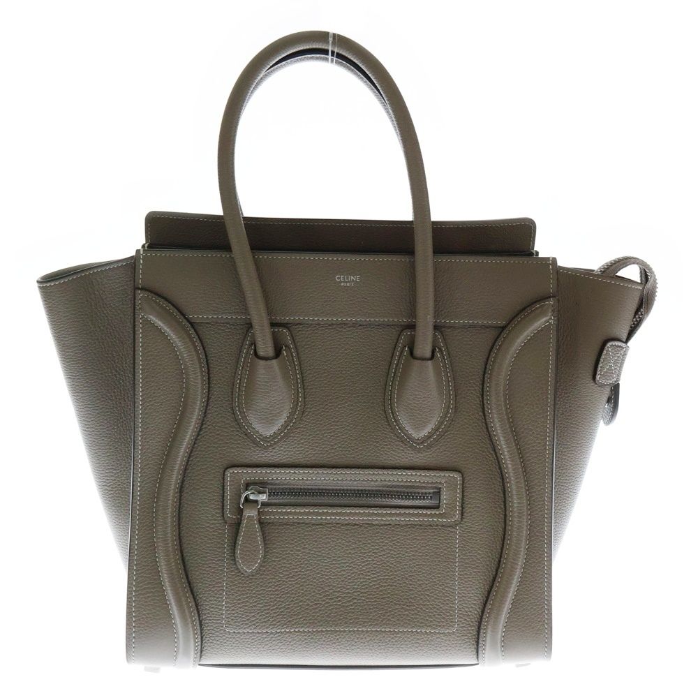 CELINE セリーヌ ラゲージ マイクロショッパー ベージュ レザー ハンドバッグ