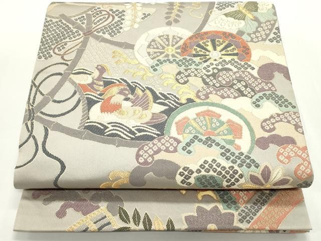 平和屋着物○両面 全通柄袋帯 唐織 吉祥文 金糸 正絹 逸品 未