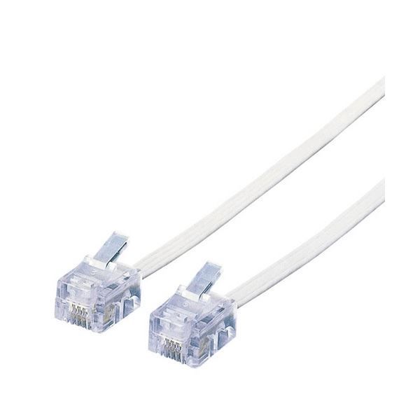 （まとめ）エレコム スリムモジュラケーブル6極4芯 ホワイト 15m MJ-15WH 1本