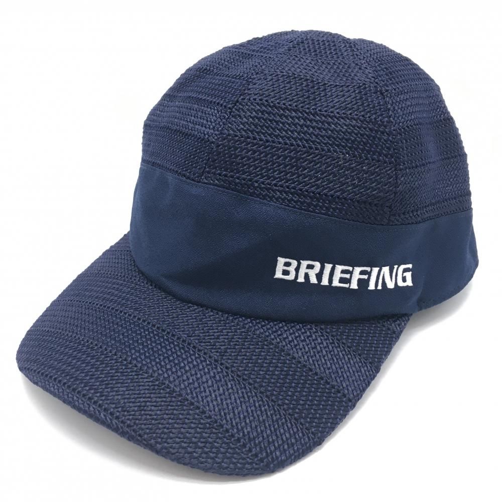 BRIEFING - 【超美品】ブリーフィング ストローキャップ ネイビー ロゴ白 裏地付  FREE  ゴルフウェア 2023年モデル BRIEFING 超美品】ブリーフィング ストローキャップ ネイビー ロゴ白 裏地