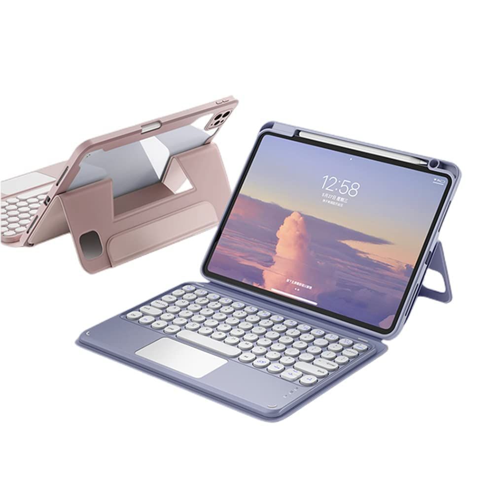 【在庫セール】脱着式 Bluetoothキーボード マグネット式 タッチパッド搭載 10.5インチ対応 Pro 分離式 Air3 / 透明ケース 10.2インチ 第7世代 丸型キー 第8世代 第9世代 カラーキーボード iPad iPad カ