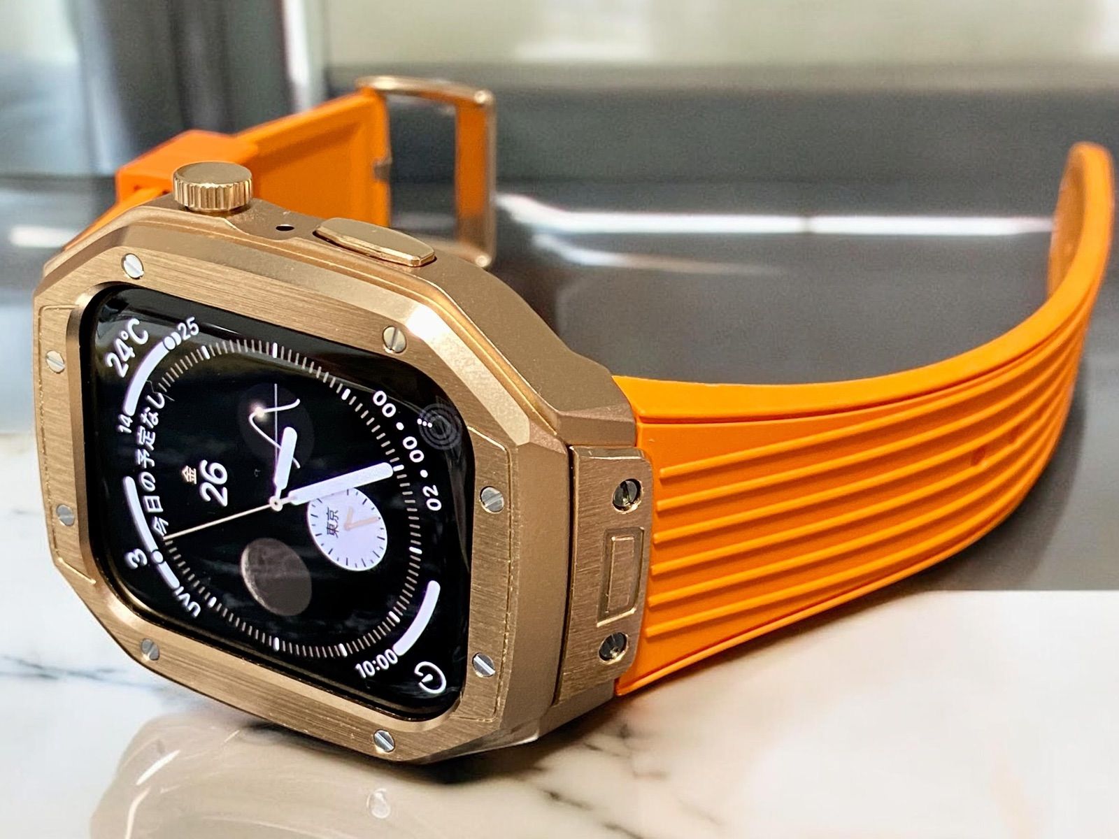 45mm カスタム 時計ベルト シリコンバンド Applewatch　ベルト メタルシリコンバンド B014アップルウォッチ バンド