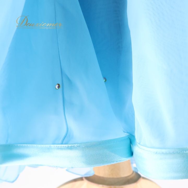 社交ダンス 衣装 スタンダード ドレス ワンピース スタンダードドレス 水色 フロート レース デモ 競技 ダンス パーティ ブルー系 上品 スカイブルー 舞台衣装 フェミニン エレガント 感 美しい ショー イベント用 モダン コスチューム