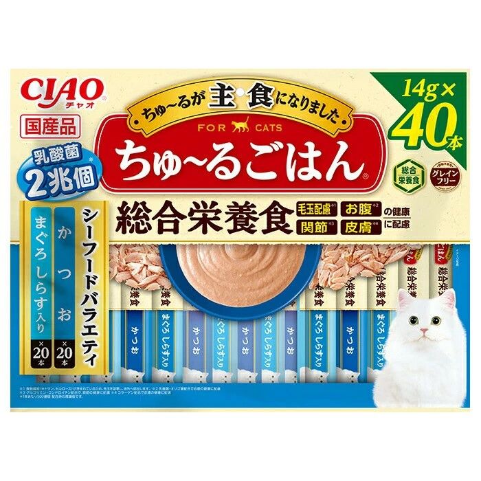 同梱不可 8個セット いなば CIAOちゅ～るごはんシーフードバラエティ14g×40本