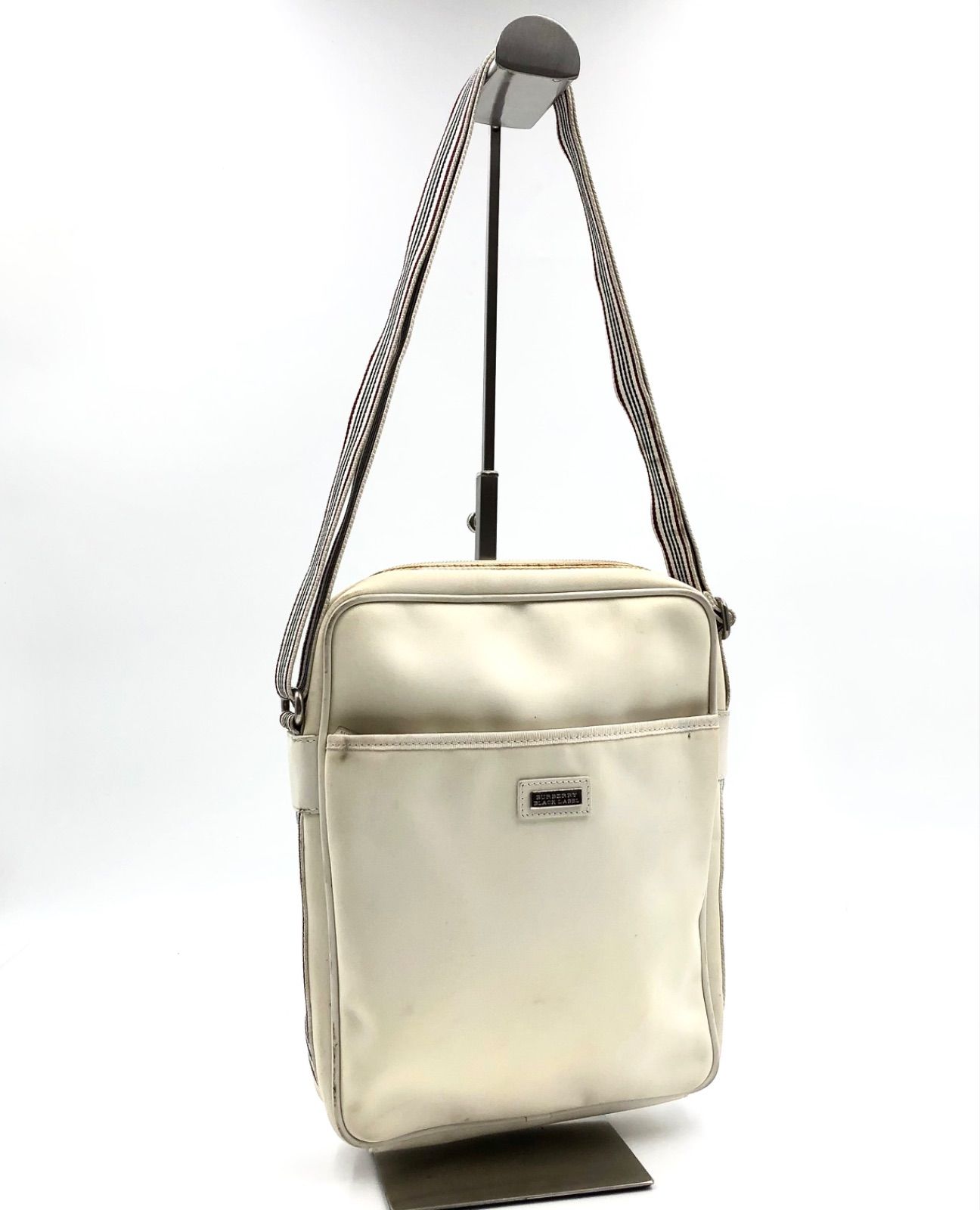 バーバリーブラックレーベル ホワイト ストライプ ショルダーバッグ