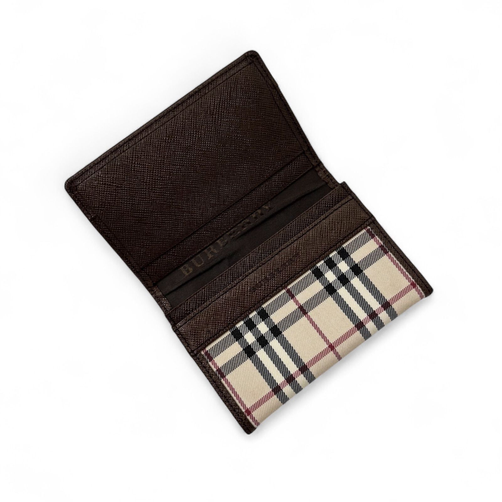 BURBERRY バーバリー ブラウン レザー 名刺入れ　カードケース　ノバ BURBERRY バーバリー 名刺入れ カードケース ノバチェック
