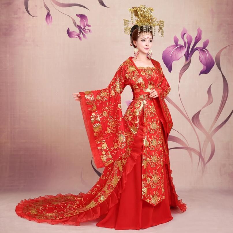 中華コスプレ衣装 ハロウィン衣装 華流 時代劇 コスチューム 女性 大人 華やか 漢服 唐時代 宮廷 皇后 貴妃 仮装 変装 古代 ウエディングド