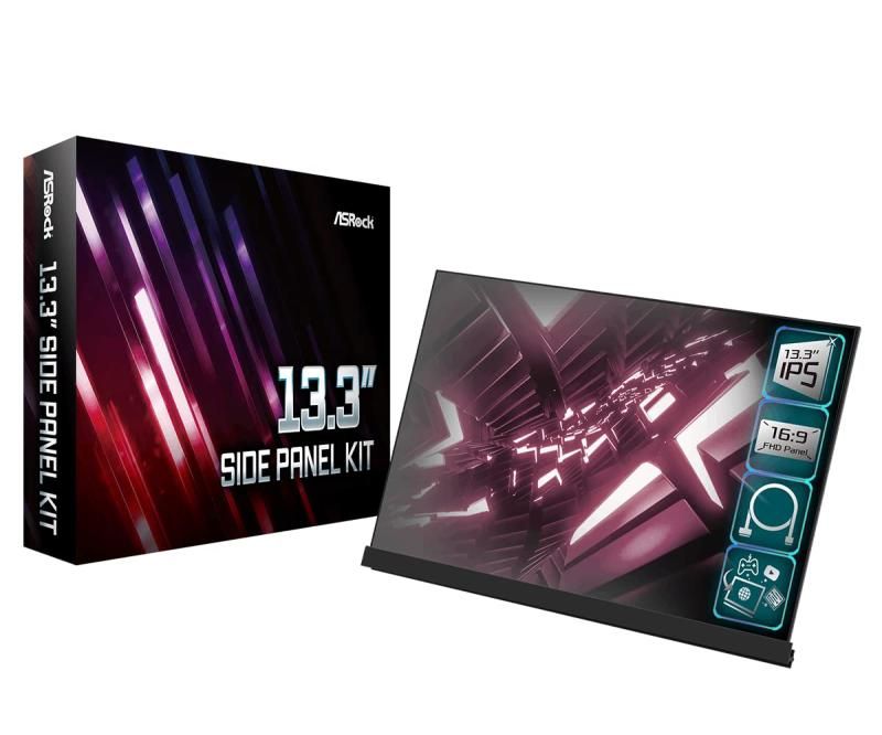 ASRock PCケースの側面パネルに装着できる 13.3型 フルHD液晶パネルキット 13.3 SIDE PANEL KIT