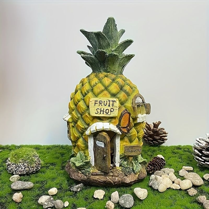 ソーラーライト ガーデンライト ガーデンオーナメント パイナップルの家 ミニハウス 庭オブジェ 癒しグッズ ガーデニング お庭 玄関ライト 園芸装飾 インテリア オシャレ ギフト プレゼント 樹脂