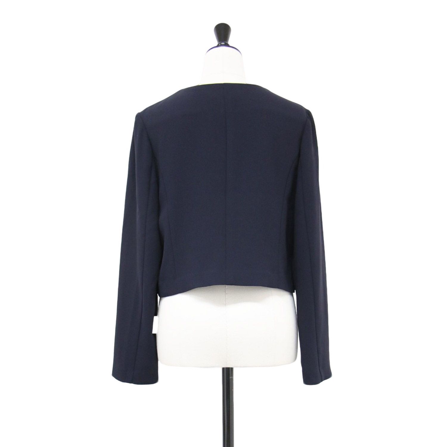 【良品】セットアップトッカ ワンピース ノーカラージャケットネイビー 0 良品】セットアップトッカ ワンピース ノーカラージャケットネイビー 0