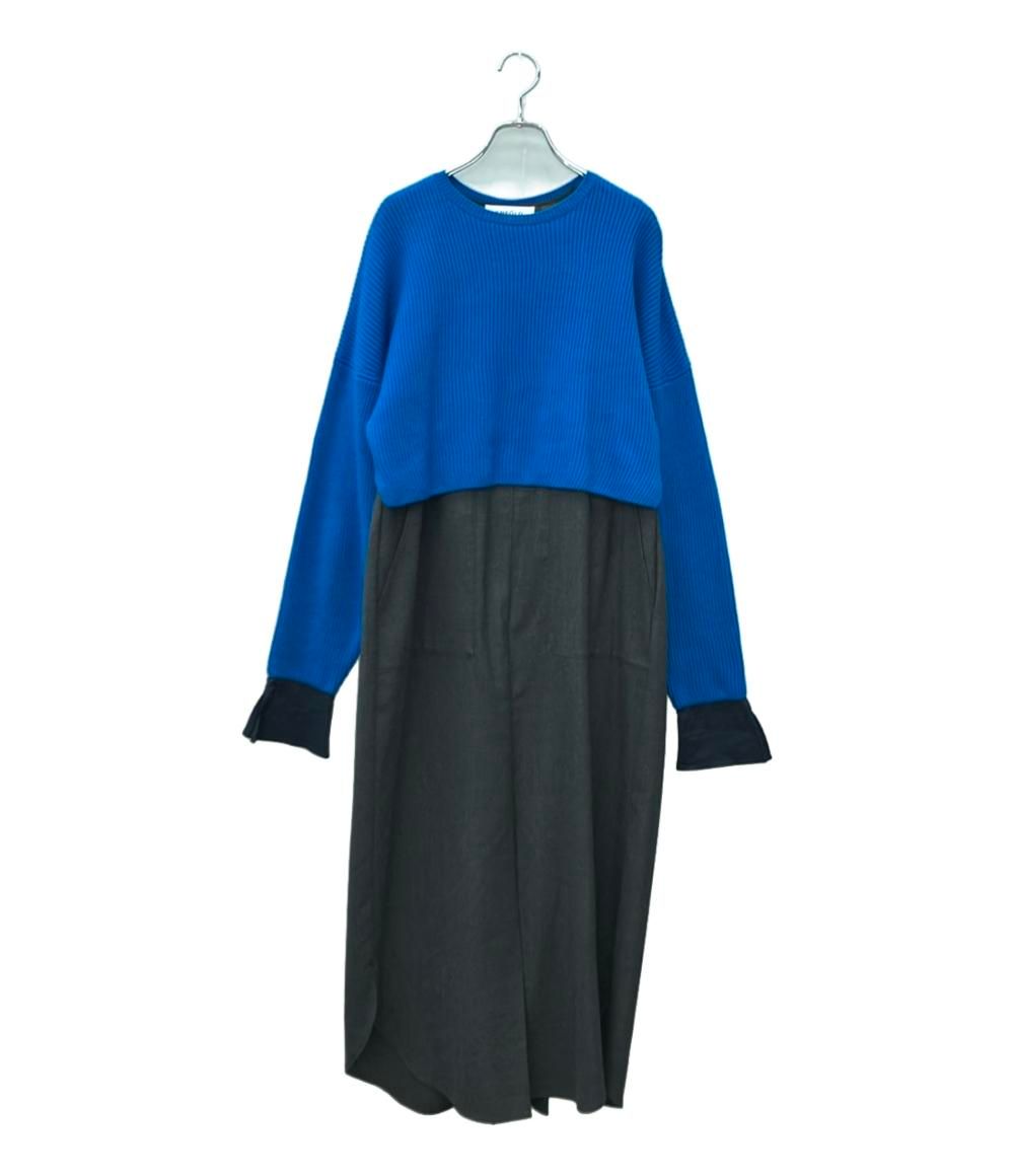 エンフォルド 長袖ワンピース ニットFirm Wool Combination DRESS レディース SIZE 38 M ENFOLD