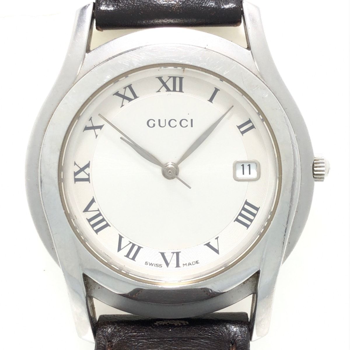 GUCCI(グッチ) 腕時計 - 5500M メンズ 社外ベルト シルバー - メルカリ