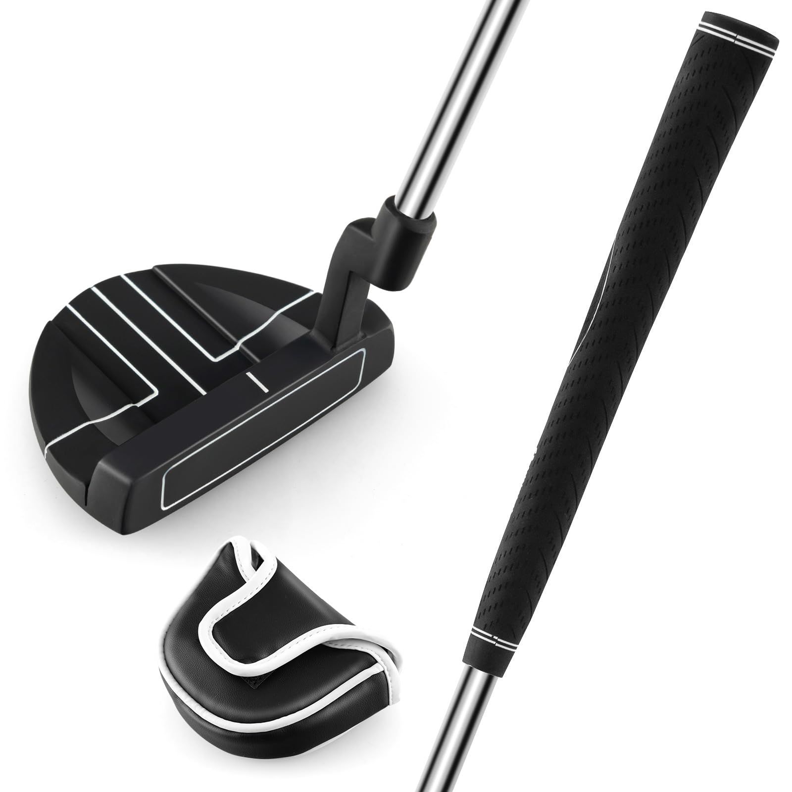 Mallet 快適グリップ 高精度アライメント Putter 保護ヘッドカバー付属 レディース メンズ 右利き マレットパター GYMAX
