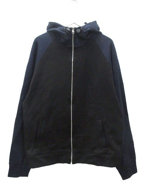 アレキサンダーマックイーン ALEXANDER MCQUEEN ブロック ジップ フーディー パーカー XL ネイビー 黒 ブラック ロゴ 2021AW 上着 アウター トップス