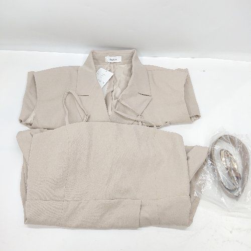 ⊂ ◎ ● ● Darich スカート部分パンツ ワンピース ショートジャケット サイズF ベージュ レディース E 1502180032332