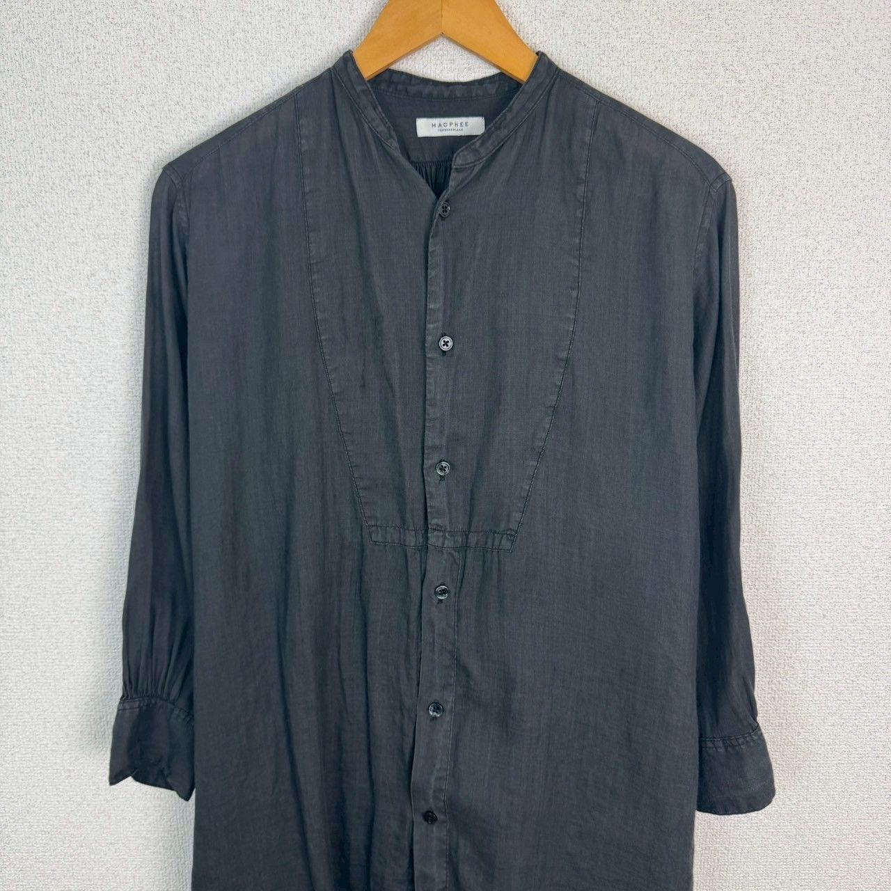 MACPHEE TOMORROWLAND マカフィー ロングシャツ バンドカラー ブラック 