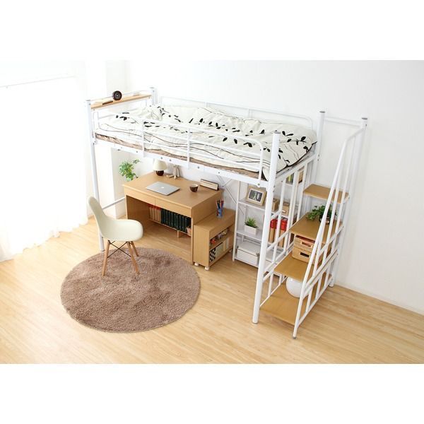 オーエスジェイ(OSJ) ロフトベッド パイプベッド セミダブル ホワイト