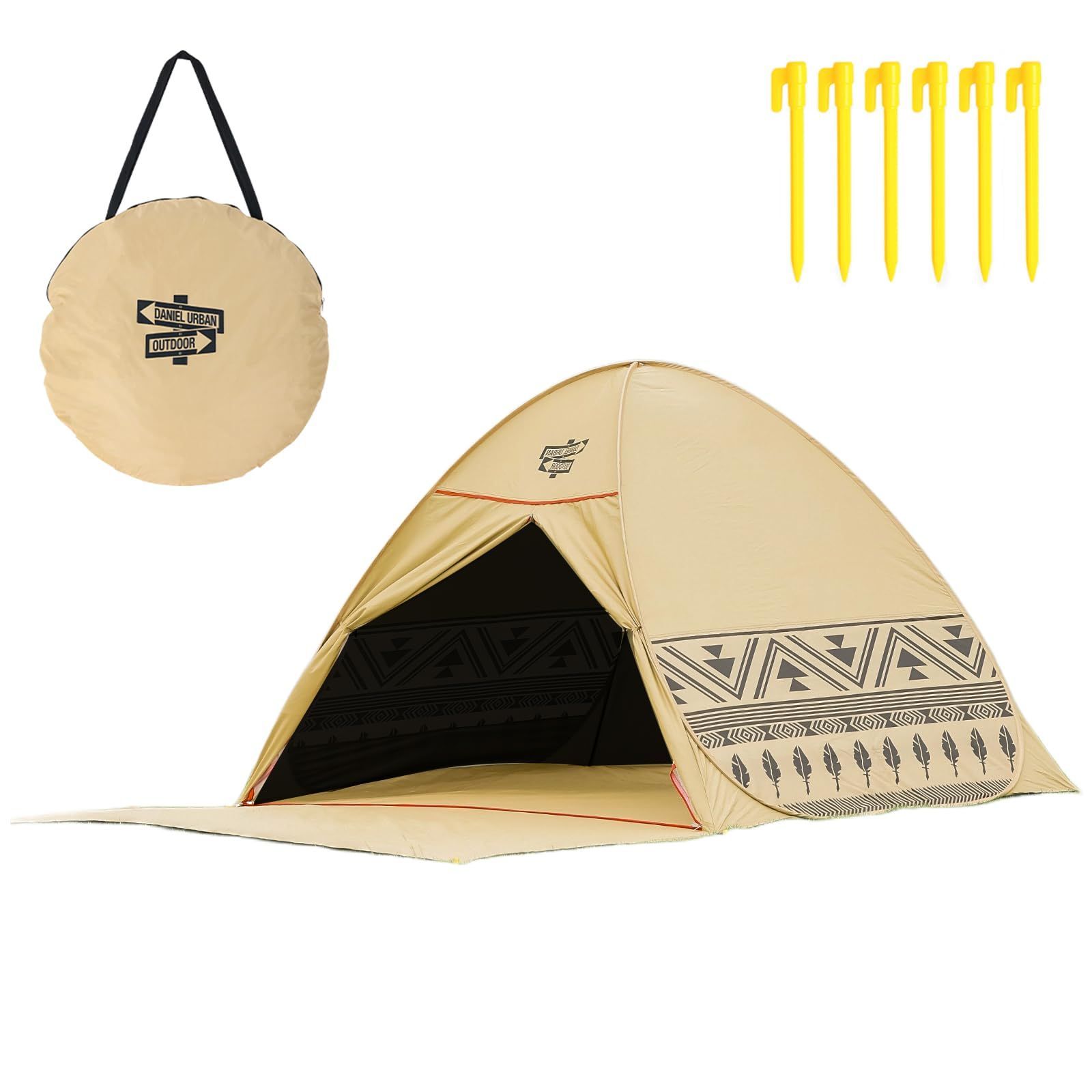 DANIEL URBAN OUTDOOR ダニエルアーバンアウトドア ワンタッチテント ポップアップテント アウトドア サンシェード 1人 2人 3人 家庭用 設営簡単 簡易設営 uvカット加工 紫外線対策 日よけ 日焼け防止 防風 防撥水 通気性 キャンプ