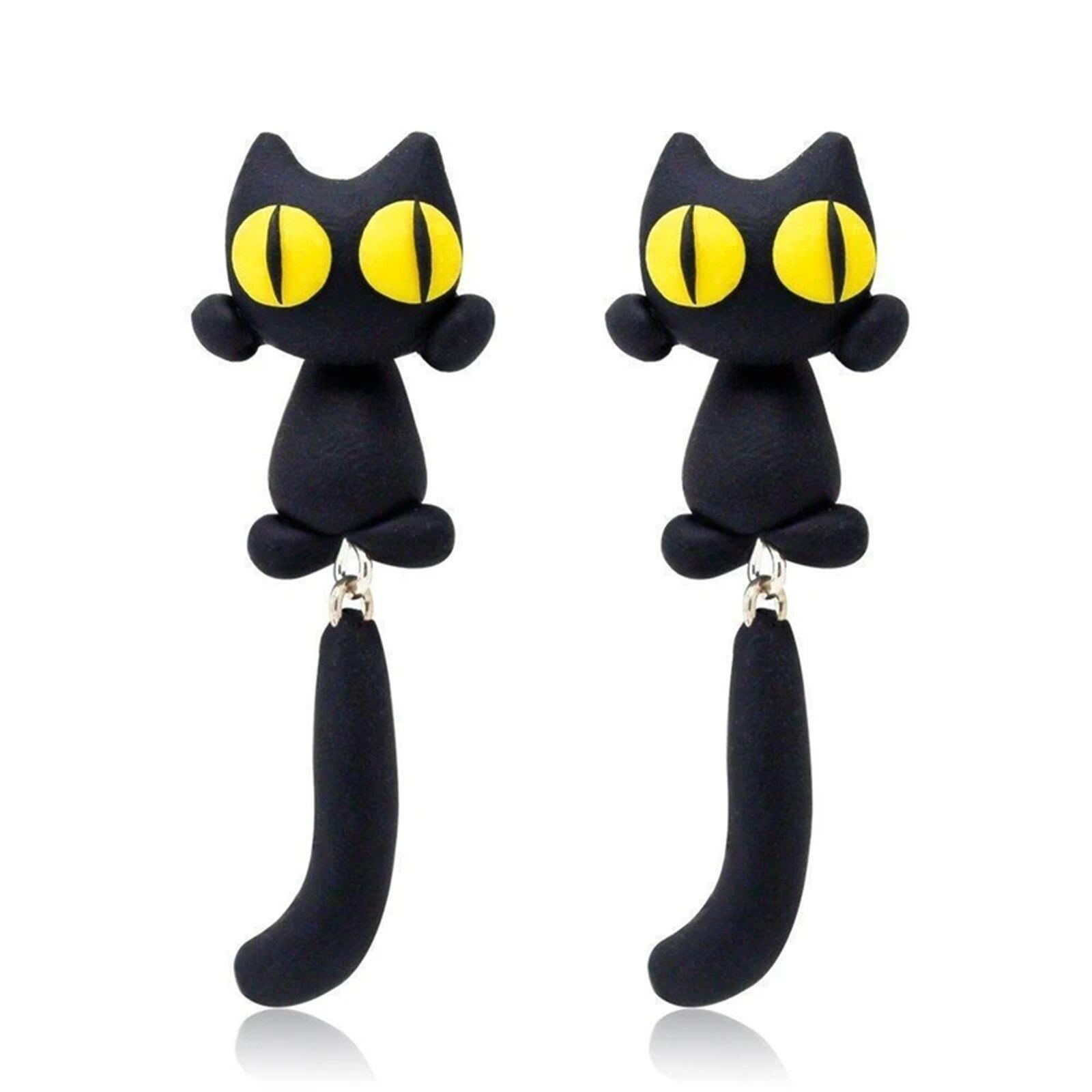 黒猫 ピアス かわいい ブラック ユニーク ぶら下がり ゆらゆら