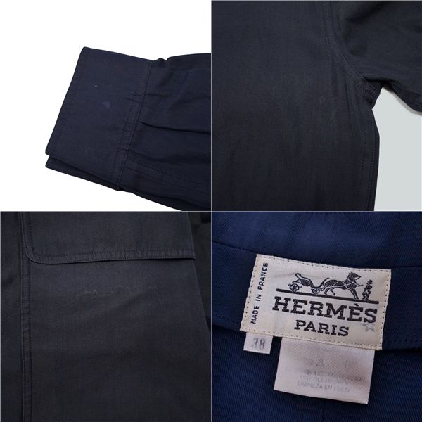 Vintage エルメス HERMES ワンピース ドレス ロングスリーブ 長袖 セリエボタン コットン トップス レディース 38(M相当) ネイビー  - メルカリ