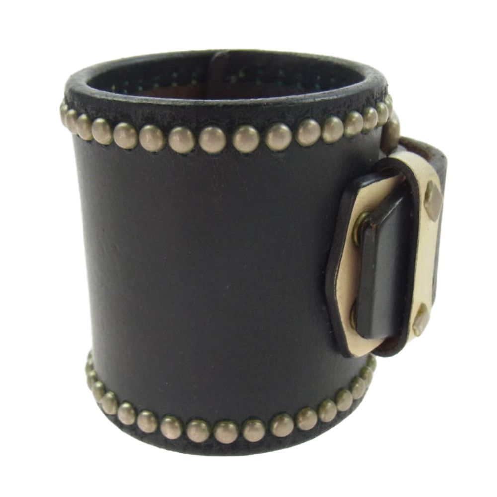 ウルフズヘッド 15ミリ スタッズ レザー ブレスレット ブルー