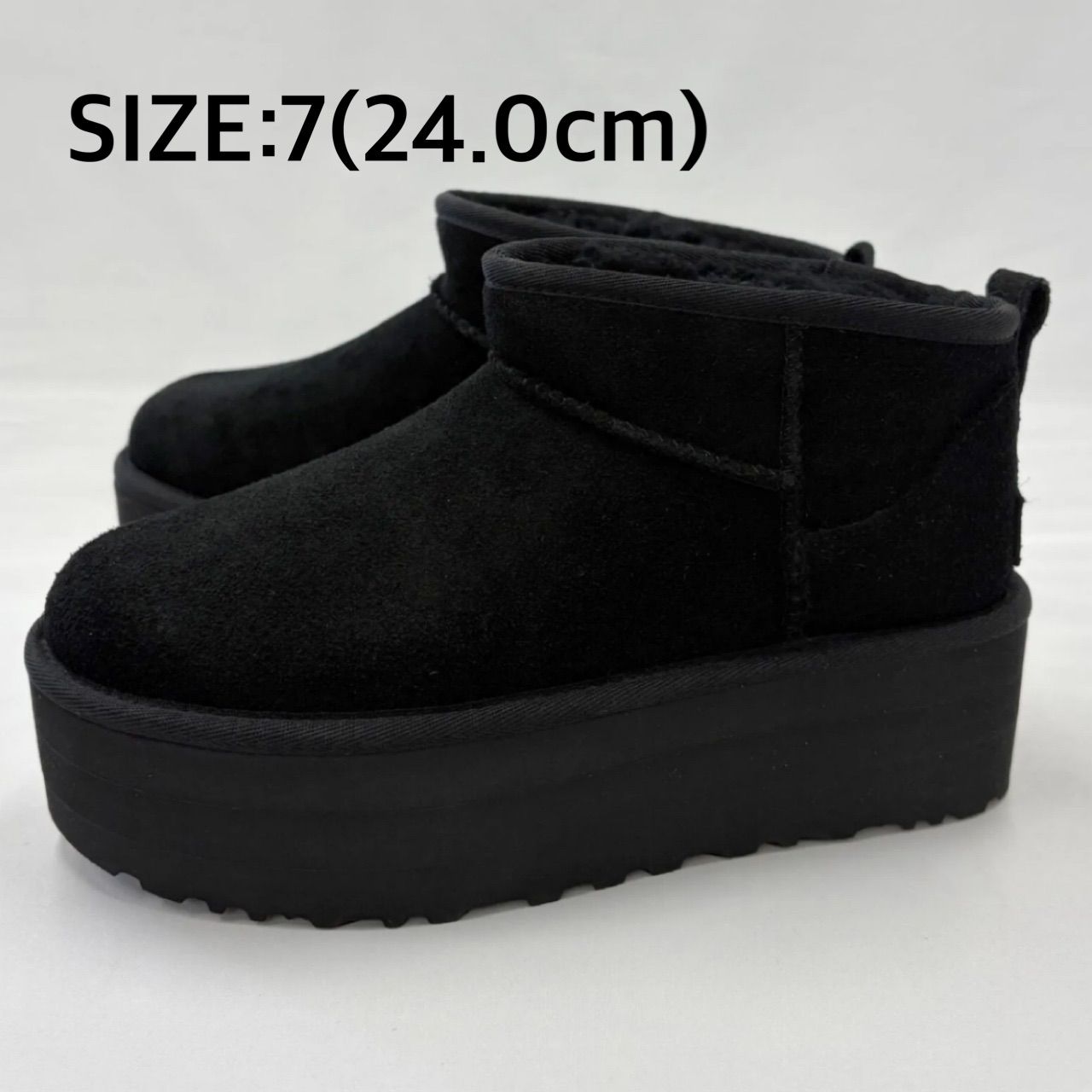 24.0cm ♥訳アリ UGG Classic Ultra Mini Platform クラシック ウルトラ ミニ プラットフォーム ブラック 厚底ムートンブーツ